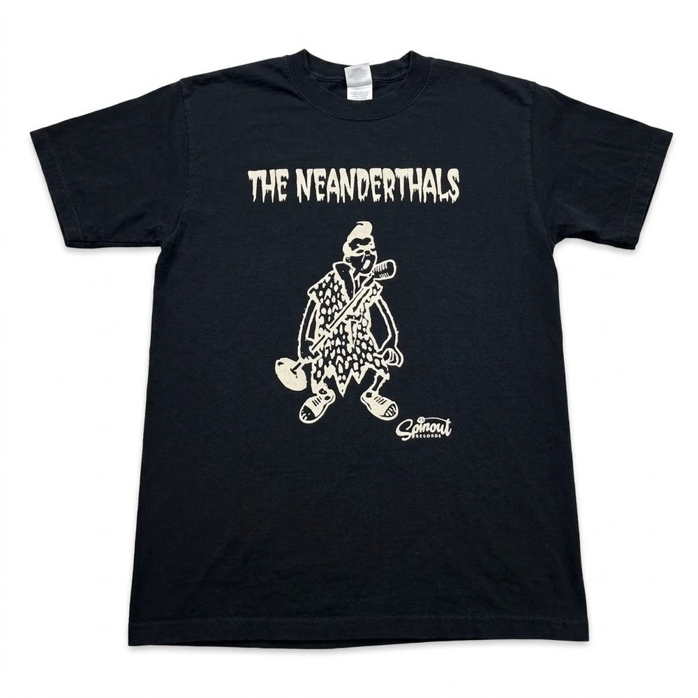 The Neanderthals T Shirt Mens Small Black Spinout Records Vintage Y2K Band Tee